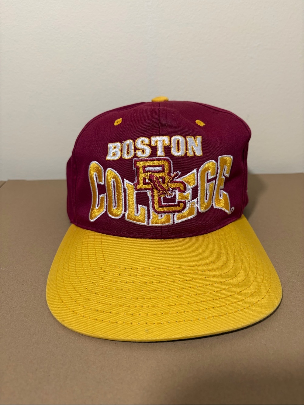 80s Boston College Red Yellow Vintage SnapBack Hat